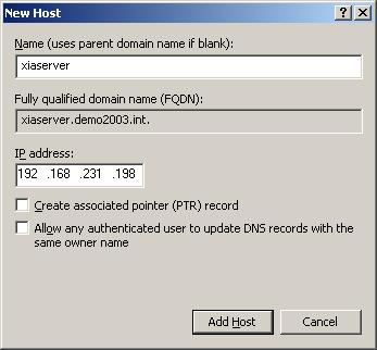Enter the IP address of the Click "Add Host" Close the DNS