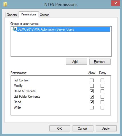 Permissions Tab The permissions tab allows the modification of the access control list (ACL) for the specified directory.