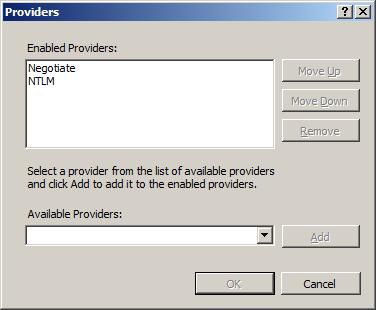 list of Enabled Providers.