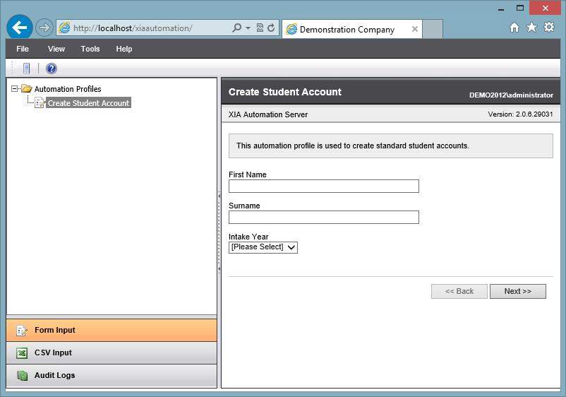 Form Input Form input allows the user to execute an