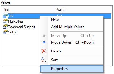 To modify a value right click the value and click properties, this