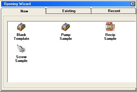 Opening Wizard When you click on the new file icon or select File/New from the menus, the Opening Wizard is