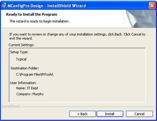 6. The Wizard is now ready to install the program.