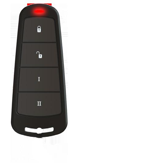 User Friendly Keyfobs (using wireless expander) The two-way wireless keyfob allows you to see the status of your PCX46 App Panel via three colour LEDs: System arm: A RED LED will illuminate.