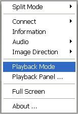 4.1. Start / Stop Playback Starting Playback Right click mouse on the connected channel opens the menu left.