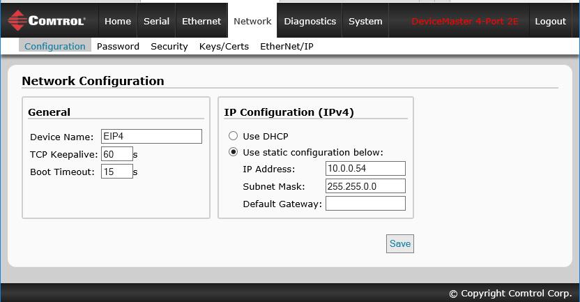 Network Configuration Page 4.9.