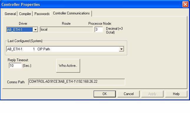 To modify the PLC program for your system, double-click Controller Properties. In the General tab, select your MicroLogix processor type under Processor Type and provide a Processor Name. 4.