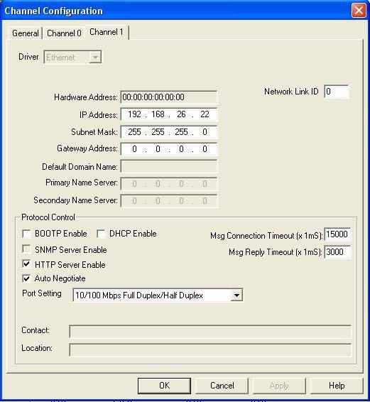 Configuring and Running the MicroLogix RSLogix 500 Example Program 6. Double-click Processor Status, select the Chan. 1 System tab on the Channel Configuration dialog and select the following options.