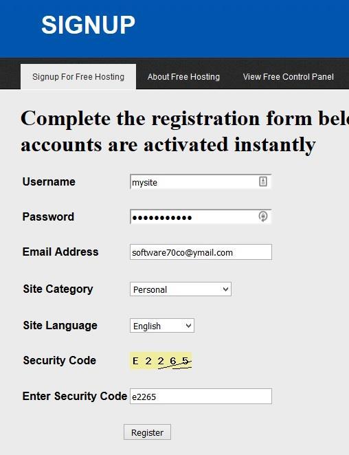 2) Host and Domain 9 Fill the form. Note: your username is used in your free domain.