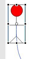 4. Click back on the first frame of the layer with the person. Drag the person symbol so that the little white circle in its centre (called the transformation point) is over the end of the line. 5.