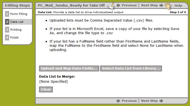 Select Upload and Map Data Fields.