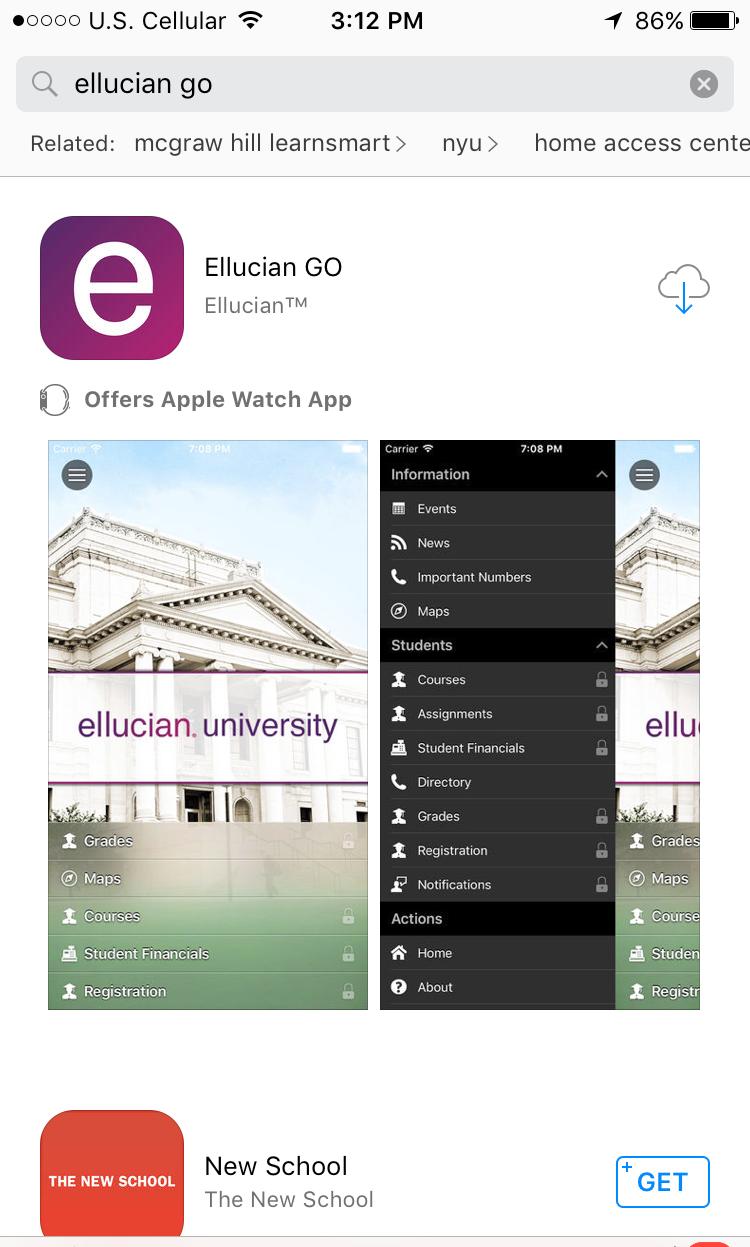 GET THE ELLUCIAN GO APP Search for Ellucian Go in the App Store on Apple