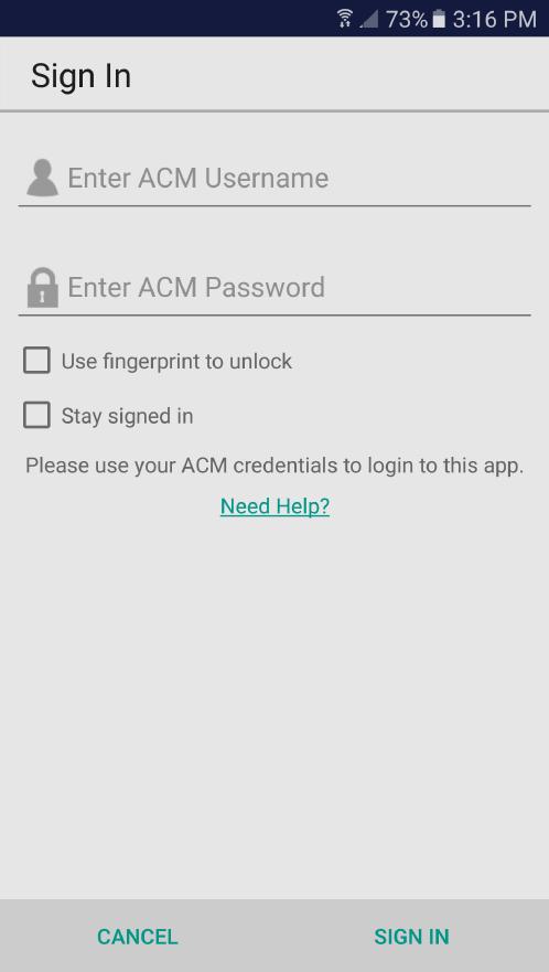 Sign In by touching any menu option with a lock.