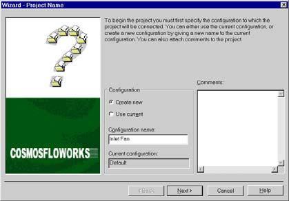 COSMOSFloWorks 2004 Tutorial Create a COSMOSFloWorks Project 7 Since we are dealing with electronic components it is more convenient to specify power and heat flux in Watts and