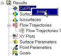 Cut Plots 1 Right-click the Cut Plots icon and select Insert.