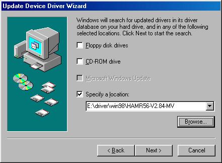 6.Windows 98 will search and recognize