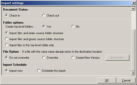 CHAPTER-6 Working with Site-Import documents to a Site 1) External Metadata: a) Do not import - Select this option if there is no external metadata to assign to the documents in the current import