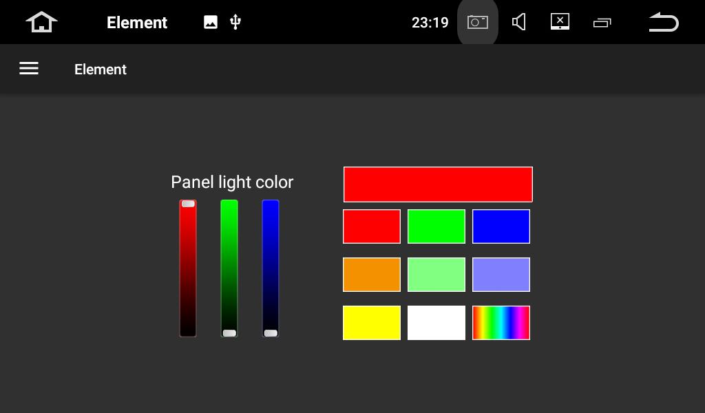 2.5 Elements This enables you to change the illumination color of the buttons to your personal preference. You can choose from a wide variety of colors.