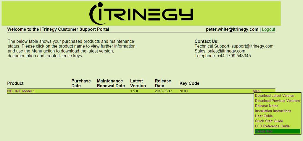 You cannot continue to the next stage until itrinegy Support have sent you an email confirming that the license