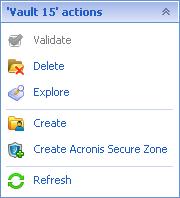 1.2.1.2 "Actions and tools" pane The Actions and tools pane enables you to easily and efficiently work with Acronis Backup & Recovery 10.