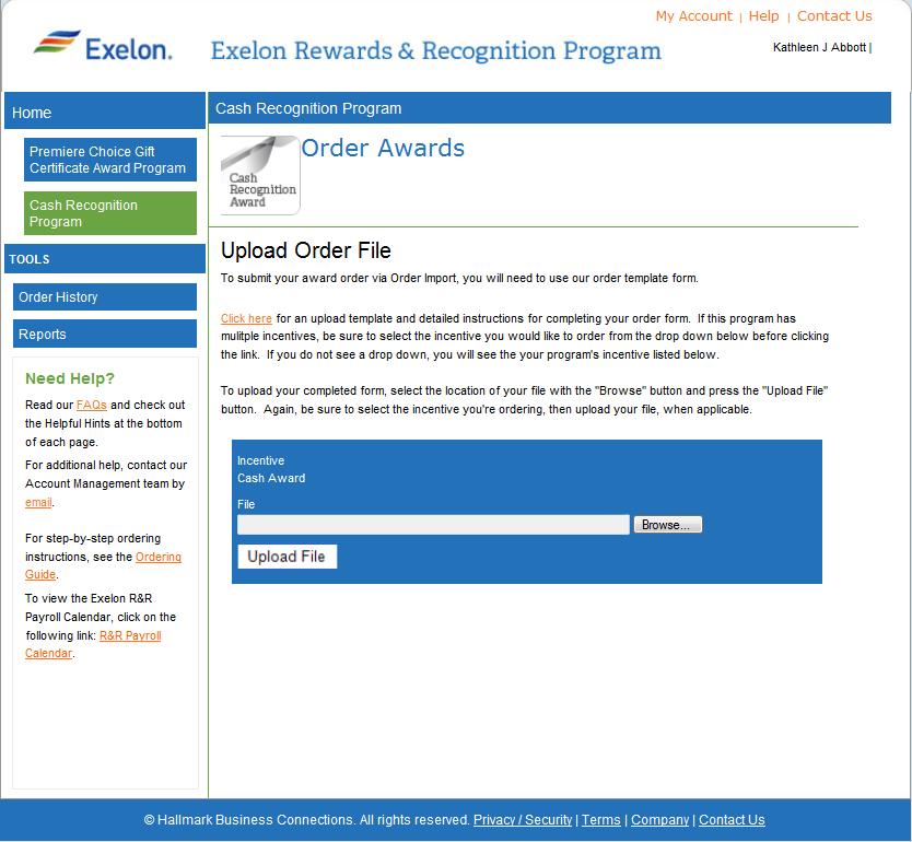 29 Process for Cash Recognition Awards Click Browse button.