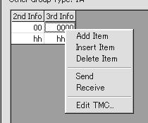 Insert Item inserts a group before the line containing the active cell. Delete Item deletes the line containing the active cell.