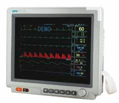 Optional parameters: Nellcor SpO 2, 2 Channel IBP, EtCO 2 PRM-1500 PATIENT MONITOR COMPACT DESIGN 15 LCD color screen 2 hours of battery life Simultaneous 9 waveforms displaying Visual and audible