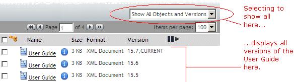 Working with Versions To view all the versions of an item: 1. Navigate to the file. 2. Do one of the following, depending on the options available: Click More>View>Versions.