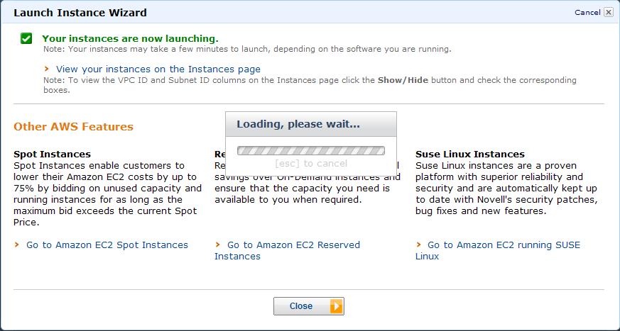 SAM 8.0 SP2 Deployment at AWS b. Click Close. The confirmation page is closed. c. In the navigation pane click Instances to view the instance's status. It takes a short time for an instance to launch.