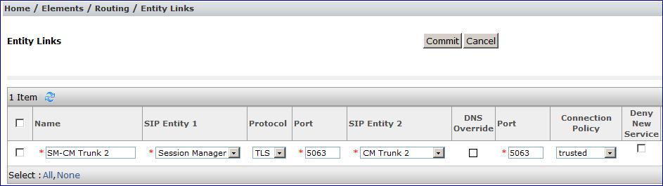 6.5. Entity Links A SIP trunk between Session Manager and a telephony system is described by an Entity Link.