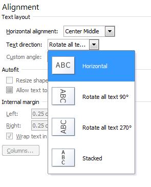 Choose Horizontal If the vertical axis title also needs to be rotated, Select