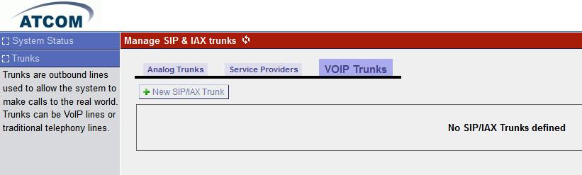 Дугаарын тохиргоо Шинээр тохиргоо хийхийн тулд Trunks-> VoIP