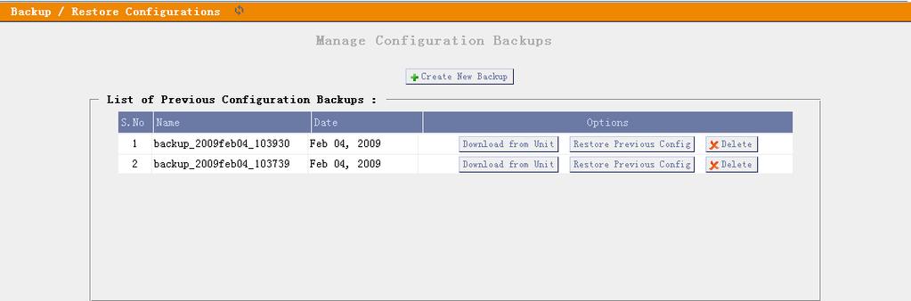 2.20 BackUp Backup or Restore the configure files.