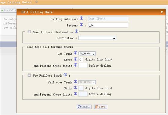 In the page Trunks--> Add Voip Trunk Step 3: Set Calling Rule in