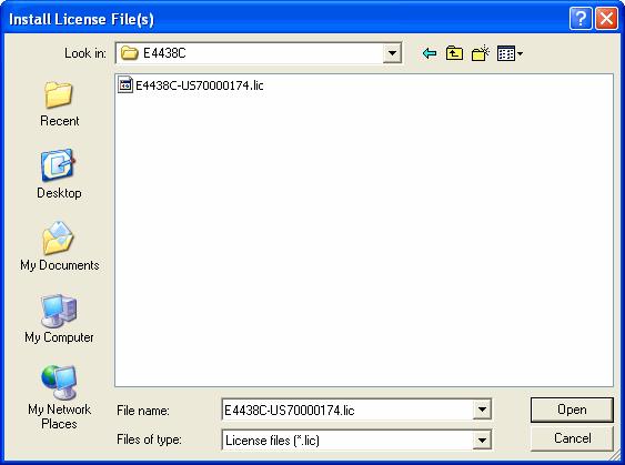 9. Click File > Install License(s)... to open the Install License File(s) dialog box. 10. Use the Install License File(s) dialog box to navigate to the location where you placed the license file (*.
