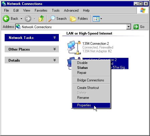 (When using Windows 2000, select the "Network and Dial-up Connections" from "Settings".