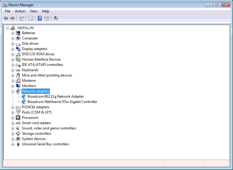 (4) On the "Device Manager" screen, double-click the "Network Adapter" in the list of the hardware devices displayed.