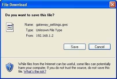 90 6.4.2.1. Save To Local Hard Drive This option allows you to save the current configuration of the device into a file.