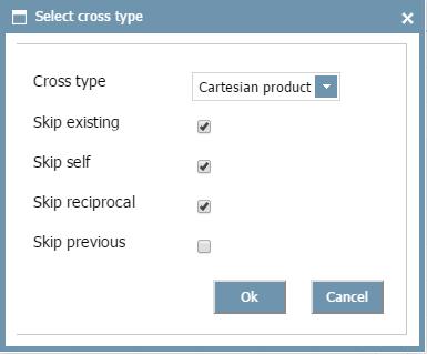 Cross type: using the Cartesian product option will cross all selected females with all selected males (so the number of crosses is the number of females multiplied by the number of males selected),