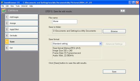 Save] Window Specifies the file name. Selects the destination folder.