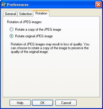 Appendices Customizing Preferences (2/2) Selection Tab Rotate Tab This tab sets the image selection methods and the image selection steps used with the task buttons.