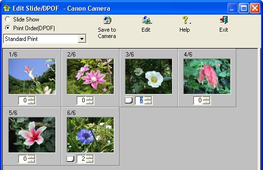 Chapter 3 What You Can Do with a Camera Connected Setting the DPOF Print Settings (2/2) Standard printing Index printing The number under each image indicates the number of copies to print.