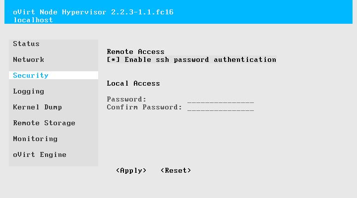 Configuration - Security Enable password based