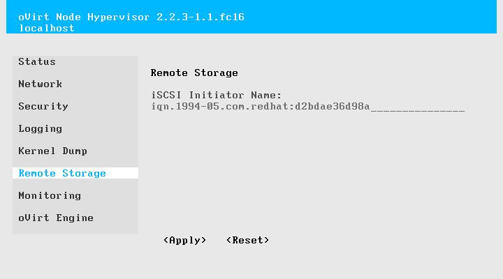 Configuration Remote Storage Setup an iscsi Initiator Name