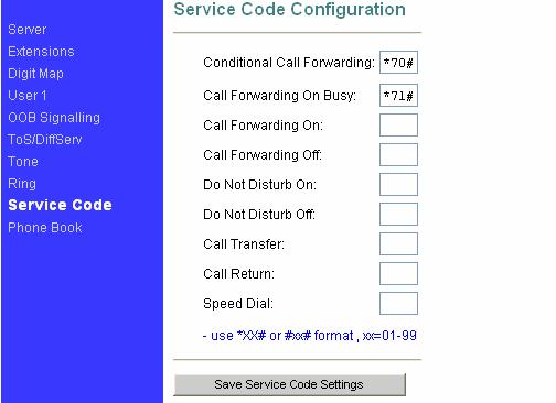2.3.8 Service Code Please refer to