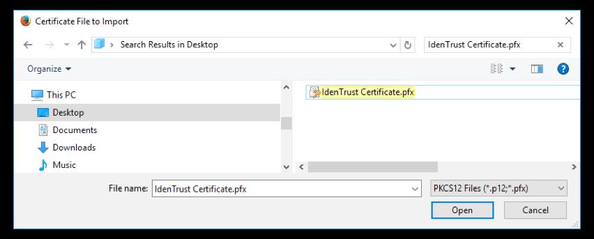 4. Select the View Certificates option to initiate the Certificate Manager. 5.