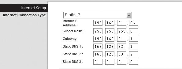 Select <Static IP>. 8.