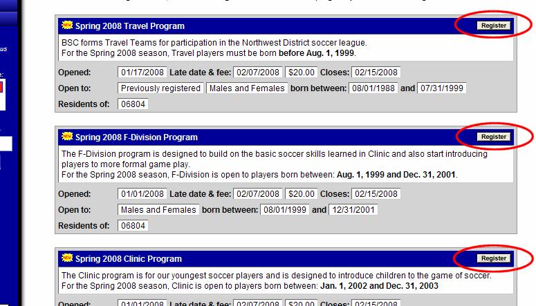 Step 3 The next page will display a reminder that a Parent or Guardian must register players if they are under the age of 18. Click the Continue button to begin registration.