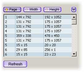 IntelliPDF STAT 1.0 User Guide 15 The first column lists pages where the images are located. The second column shows the size of an image (in pixels) on the page.