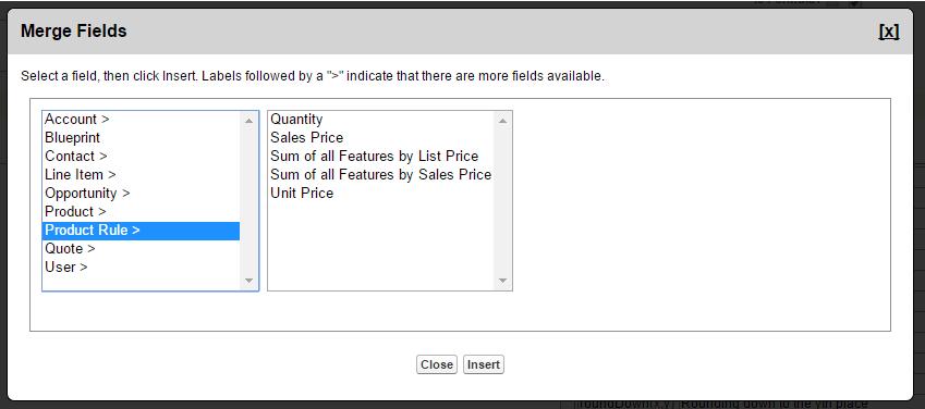 A list of available operators and functions is listed to the right of the formula editor. To reference another field or value click the Select Merge Field button.